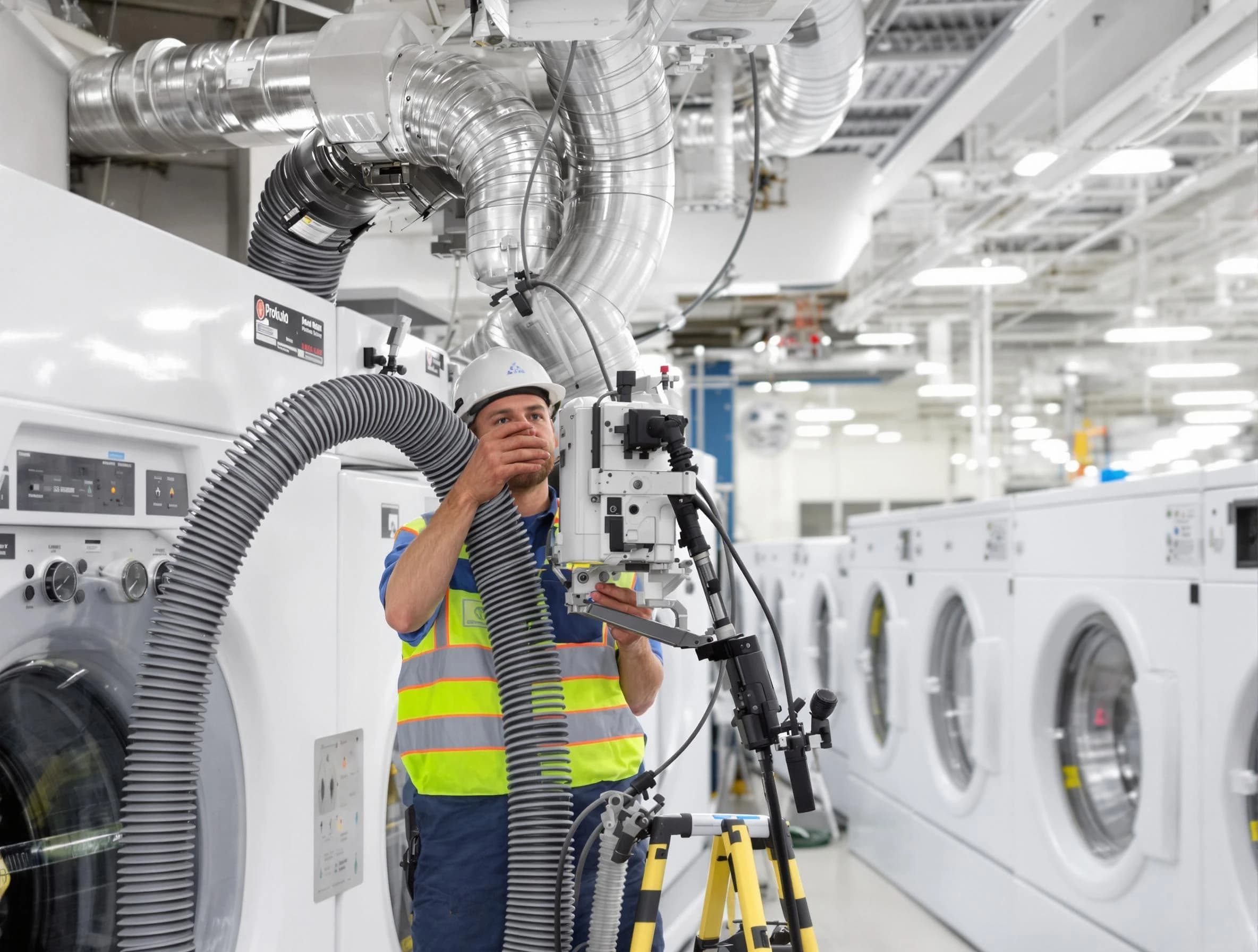 Sandy Dryer Vent Cleaning team performing commercial-grade dryer vent cleaning at a business facility in Sandy