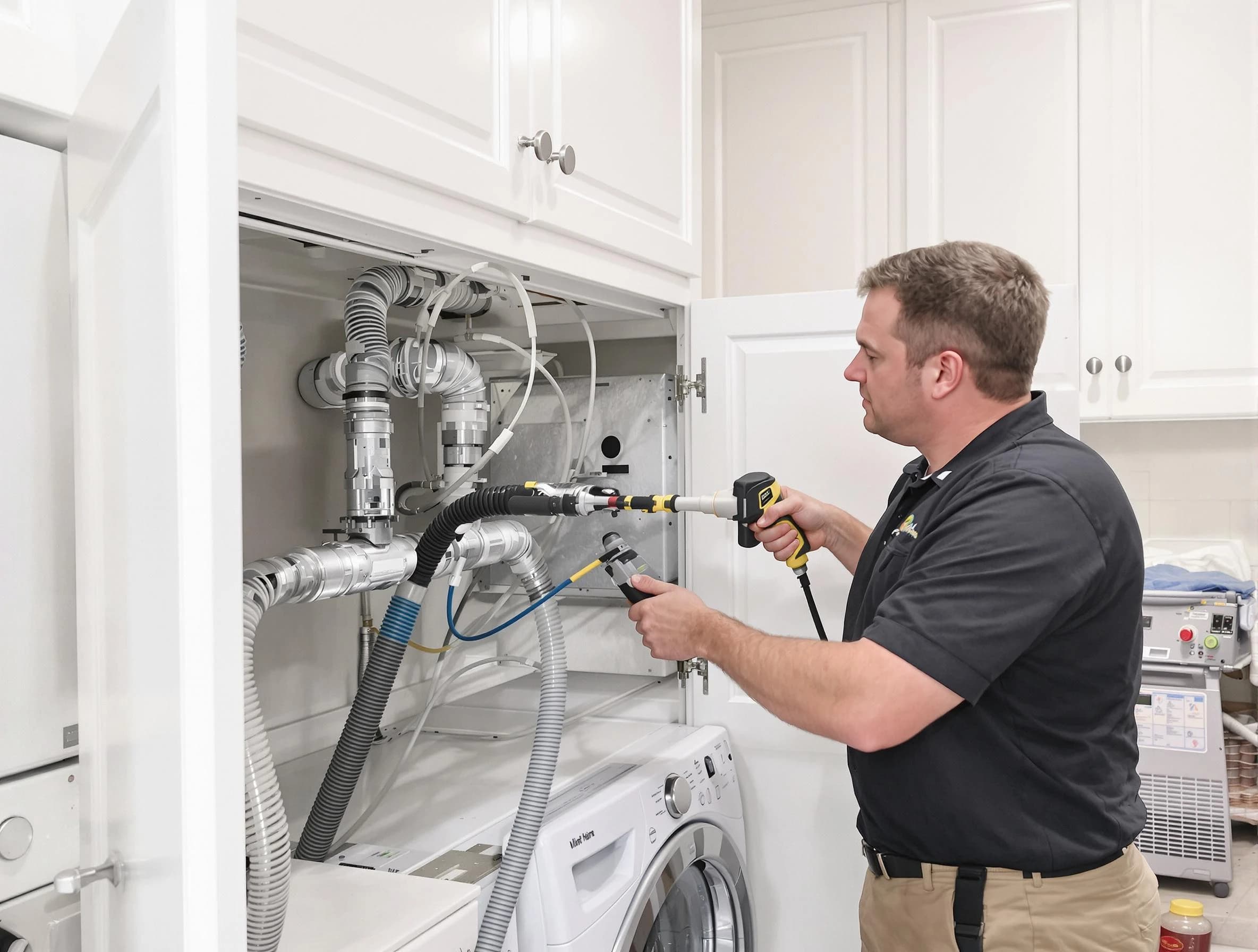 Sandy Dryer Vent Cleaning professional removing severe blockage from a clogged dryer vent in Sandy