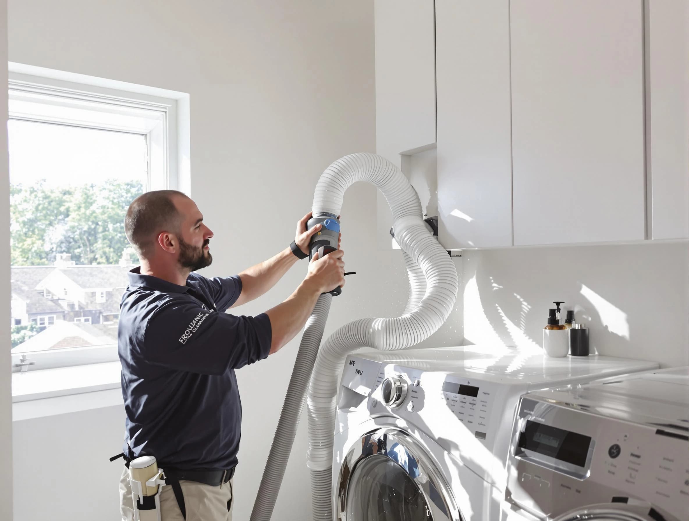 Certified Sandy Dryer Vent Cleaning technician performing dryer vent cleaning in Sandy
