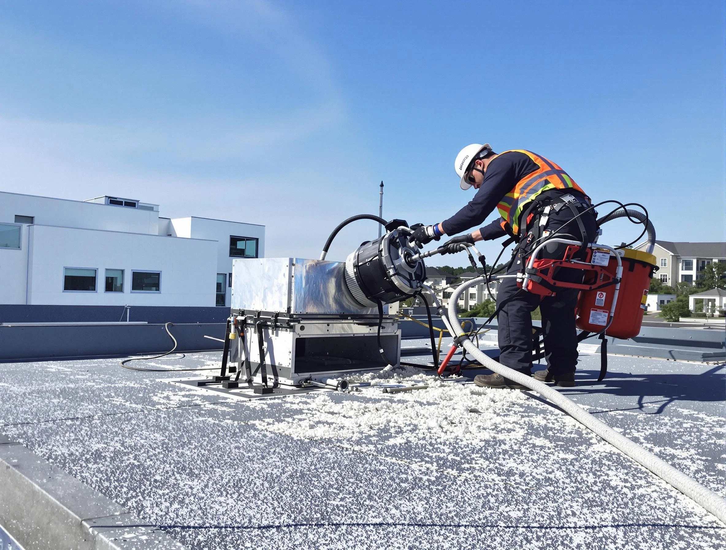 Cleaning Dryer Vent On Roof in Sandy